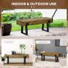 Garden Bench with Metal Legs, Rustic Wood Effect Concrete Entryway Bench, End of Bed Bench, Indoor Outdoor Use for Patio, Park, Porch and Lawn, Natura