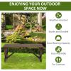 Outsunny 2-Person Wooden Garden Bench, Outdoor Wagon Wheel Porch Bench for Backyard Garden, Support 550 LBS, Rustic Country Style Patio Furniture, Bro