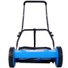 14-Inch 5-Blade Push Reel Lawn Mower with Grass Catcher, BLUE COLOR