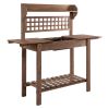 Outsunny Wooden Potting Station: Bench with Storage & Sliding Tabletop for Gardening Ease