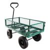 Garden Wagon Dump Cart Making it Easier to Transport Garden Supplies - Green, Solid Tires