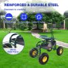 Rolling Garden Work Chair with Wheels, Garden Cart with Steering Handle, 360 degree Swivel Seat