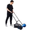 14-Inch 5-Blade Push Reel Lawn Mower with Grass Catcher, BLUE COLOR