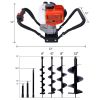 V-Type 52CC 2 Stroke Gas Post Hole Digger One Man Auger EPA Machine Plant Soil Digging Fence withHole Digger Replacement Auger Bits L4"+L6"+L8"+L12" D