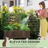 Outsunny Raised Garden Bed with Trellis for Climbing Plants, Vegetable, Grape Vines, Wood Planter with Legs, Drainage Holes and Filter for Outdoor Gar