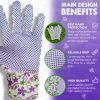 Purple Floral Gardening Gloves for Women, 9 Inches. 12 Pack Cotton Garden Gloves. Washable Soft Garden Gloves with Dots. Light Gardening Gloves Floral