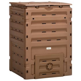 Outsunny Outdoor Compost Bin, 120 Gallon (450L), with 80 Vents and 2 Sliding Doors, Snap-On Lid, Fast Creation of Fertile Soil, Brown