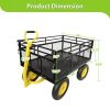 Steel Garden Cart, Heavy Duty 1400 lbs Capacity with Removable Mesh Sides to Convert into Flatbed, Utility Wagon with 2-in-1 Handle and 16 in Tires