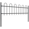 Garden Fence with Hoop Top Steel 27.9' Black