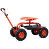 Rolling Garden Cart Scooter, Adjustable Height with 4 Wheels and Extendable Handle, Garden Stool Cart with 360-degree swivel motion