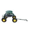Rolling Garden Work Chair with Wheels, Garden Cart with Steering Handle, 360 degree Swivel Seat
