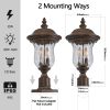 Vintage Outdoor Lamp Post Light, Waterproof Lantern Ideal for Garden Patio Lantern with Clear Glass Shade, Classic Bronze Finish
