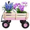 Outdoor All Terrain Pulling Wagon with Wood Railing, 10 inch Air Tires