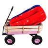 Outdoor All Terrain Pulling Wagon with Wood Railing, 10 inch Air Tires