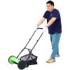 14-Inch 5-Blade Push Reel Lawn Mower with Grass Catcher, GREEN COLOR
