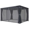 Outsunny 10' x 13' Outdoor Retractable Pergola w/ Sun Shade Louvered Top, Pergola w/ Canopy, Curtains, Netting, Dark Gray