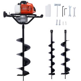 2.7HP Post Hole Digger 63cc Gas-Powered 2-Stroke Auger Digging Drill Shaft Size 3/4" ,EPA certificated with L4"+L6"+L8" DRILL BITS