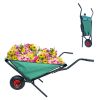 Folding Collapsible Lightweight Wheelbarrow, Heavy Duty 176 lbs Capacity, Oxford Cloth-Green for Grass, Weeds, Soil, Rocks and Wood