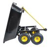 Folding Garden Dump Truck with Steel Frame, 10 inch Pneumatic tires, black
