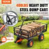 VEVOR Dump Cart, Metal Garden Dump Cart with Easy to Assemble Frame, Dump Wagon with 2-in-1 Convertible Handle, Utility Wheelbarrow 400 lbs Capacity,