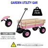 Outdoor All Terrain Pulling Wagon with Wood Railing, 10 inch Air Tires