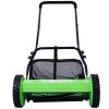 14-Inch 5-Blade Push Reel Lawn Mower with Grass Catcher, GREEN COLOR
