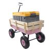 Outdoor All Terrain Pulling Wagon with Wood Railing, 10 inch Air Tires