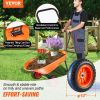 VEVOR Wheelbarrow Cart, 5 Cu. Ft. Load & 397 lbs Capacity, 2 Wheels Garden Dump Cart, Garden Wagon with Handle & 10" Wide Track Wheels, Easy Loading U