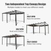 11 X 20 FT Outdoor Retractable Pergola with Weather-Resistant Canopy Aluminum Garden Pergola -Dark Gray