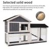 Rabbit Hutch, Indoor Bunny Cage, Outdoor Rabbit Cages with Run, Pet House with Deeper No Leak Tray, UV Panel