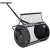 Peat Moss Compost Manure Spreader 24inch, Metal Mesh, T shaped Handle for seeding, Lawn and Garden Care