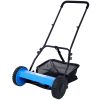 14-Inch 5-Blade Push Reel Lawn Mower with Grass Catcher, BLUE COLOR