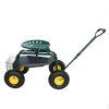Rolling Garden Work Chair with Wheels, Garden Cart with Steering Handle, 360 degree Swivel Seat