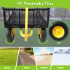 Steel Garden Cart, Heavy Duty 1400 lbs Capacity with Removable Mesh Sides to Convert into Flatbed, Utility Wagon with 2-in-1 Handle and 16 in Tires