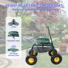 Rolling Garden Work Chair with Wheels, Garden Cart with Steering Handle, 360 degree Swivel Seat