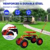 Rolling Garden Cart Scooter, Adjustable Height with 4 Wheels and Extendable Handle, Garden Stool Cart with 360-degree swivel motion