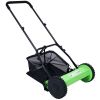 14-Inch 5-Blade Push Reel Lawn Mower with Grass Catcher, GREEN COLOR