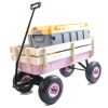Outdoor All Terrain Pulling Wagon with Wood Railing, 10 inch Air Tires