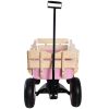 Outdoor All Terrain Pulling Wagon with Wood Railing, 10 inch Air Tires