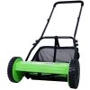 14-Inch 5-Blade Push Reel Lawn Mower with Grass Catcher, GREEN COLOR