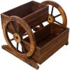Wooden Wagon Planter Box, Garden Planter with Wheels,Decorative Planter for Flowers Herbs Vegetables for Indoor & Outdoor Décor,Wooden Flower Cart fo