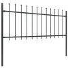 Garden Fence with Spear Top Steel 66.9"x31.5" Black