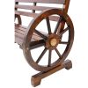 2-Person Wooden Wagon Wheel Bench for Backyard, Patio, Porch, Garden, Outdoor Lounge Furniture w/Rustic Country Design, Slatted Seat and Backrest - Br