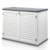 Outdoor Storage Shed, 34 Cu Ft Horizontal Outdoor Storage Cabinet, Lockable Outdoor Storage Box for Garbage Cans, Lawn Mower and Tools, Grey & White