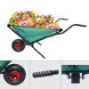 Folding Collapsible Lightweight Wheelbarrow, Heavy Duty 176 lbs Capacity, Oxford Cloth-Green for Grass, Weeds, Soil, Rocks and Wood