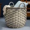 Zita Round Resin Woven Wicker Multi-Use Storage and Harvesting Basket with Handles - 18" x 18" x 19.6" - White-Gray