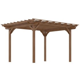 Outsunny Outdoor Wooden Pergola 12x10 ft Garden Trellis for Climbing Plants Patio Backyard Deck Sturdy Structure Brown