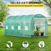 VEVOR Walk-in Tunnel Greenhouse, 14.8 x 6.6 x 6.6 ft Portable Plant Hot House w/ Galvanized Steel Hoops, 1 Top Beam, Diagonal Poles, Zippered Door & 8