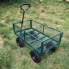 Garden Wagon Dump Cart Making it Easier to Transport Garden Supplies - Green, Solid Tires