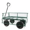 Garden Wagon Dump Cart Making it Easier to Transport Garden Supplies - Green, Solid Tires